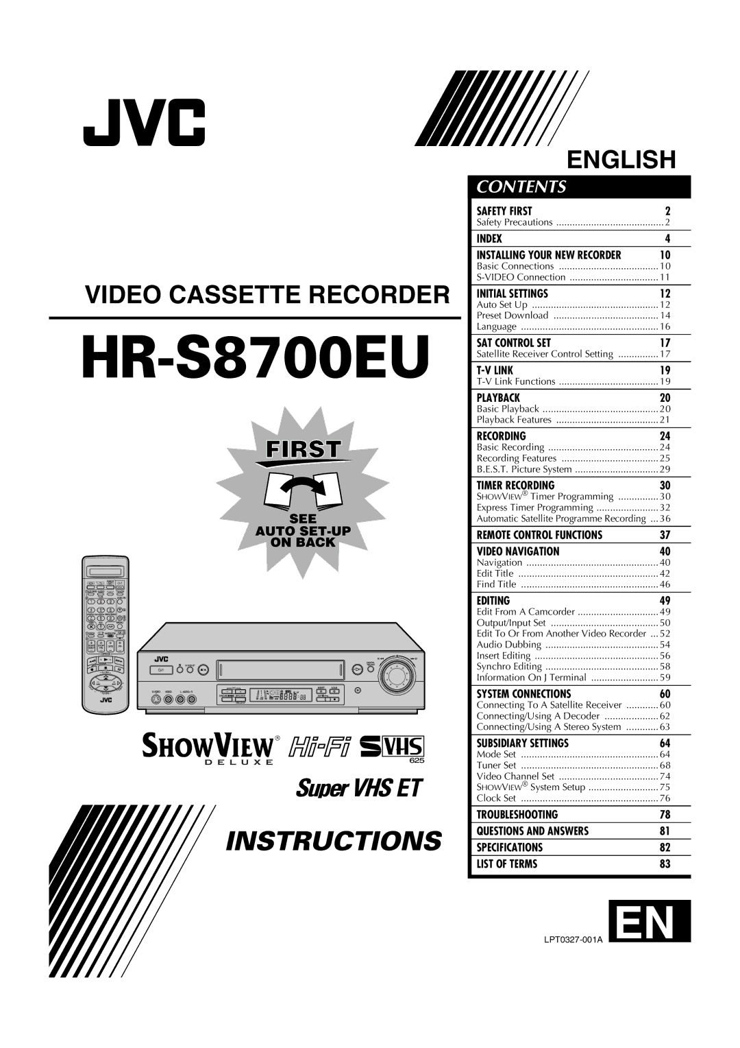 JVC HR-S8700EU specifications Video Cassette Recorder 