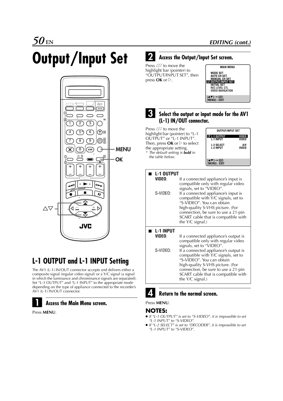 JVC HR-S8700EU specifications Output/Input Set 