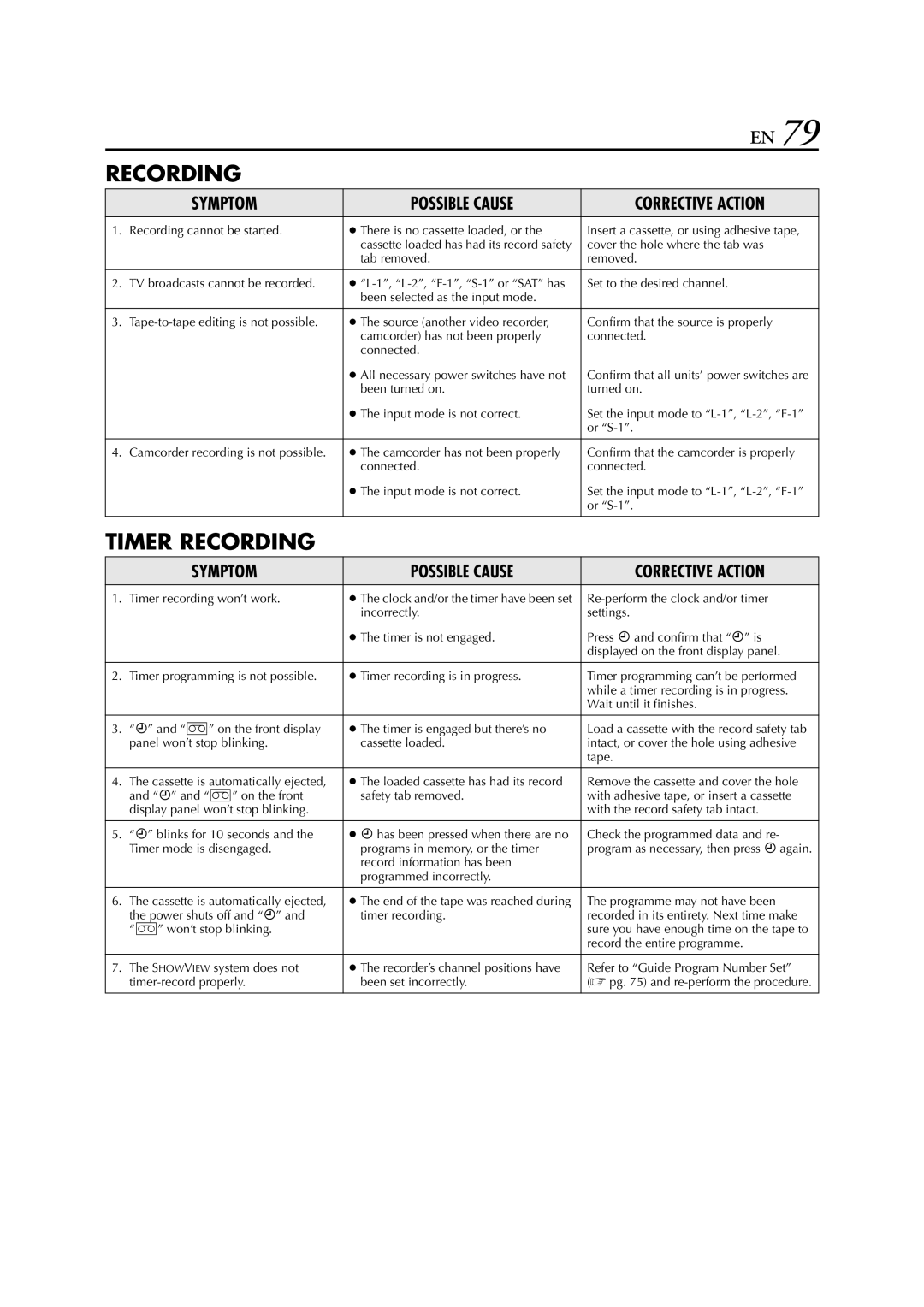 JVC HR-S8700EU specifications Recording 