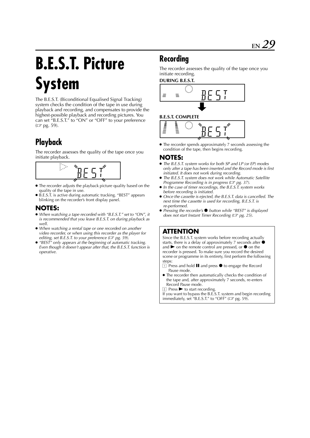 JVC HR-S8850EU specifications Playback, Recording 