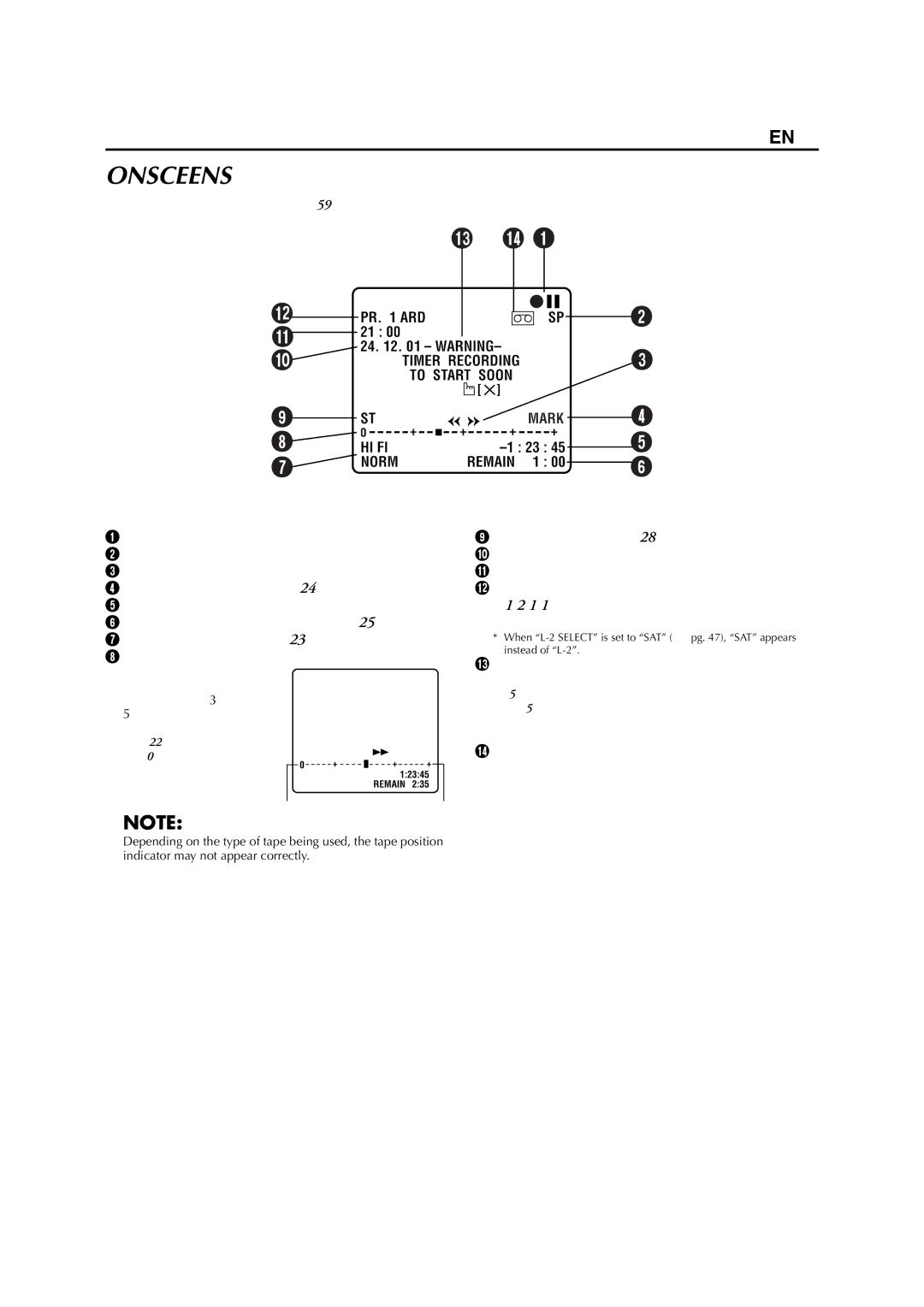 JVC HR-S8850EU specifications ON-SCREEN Display 