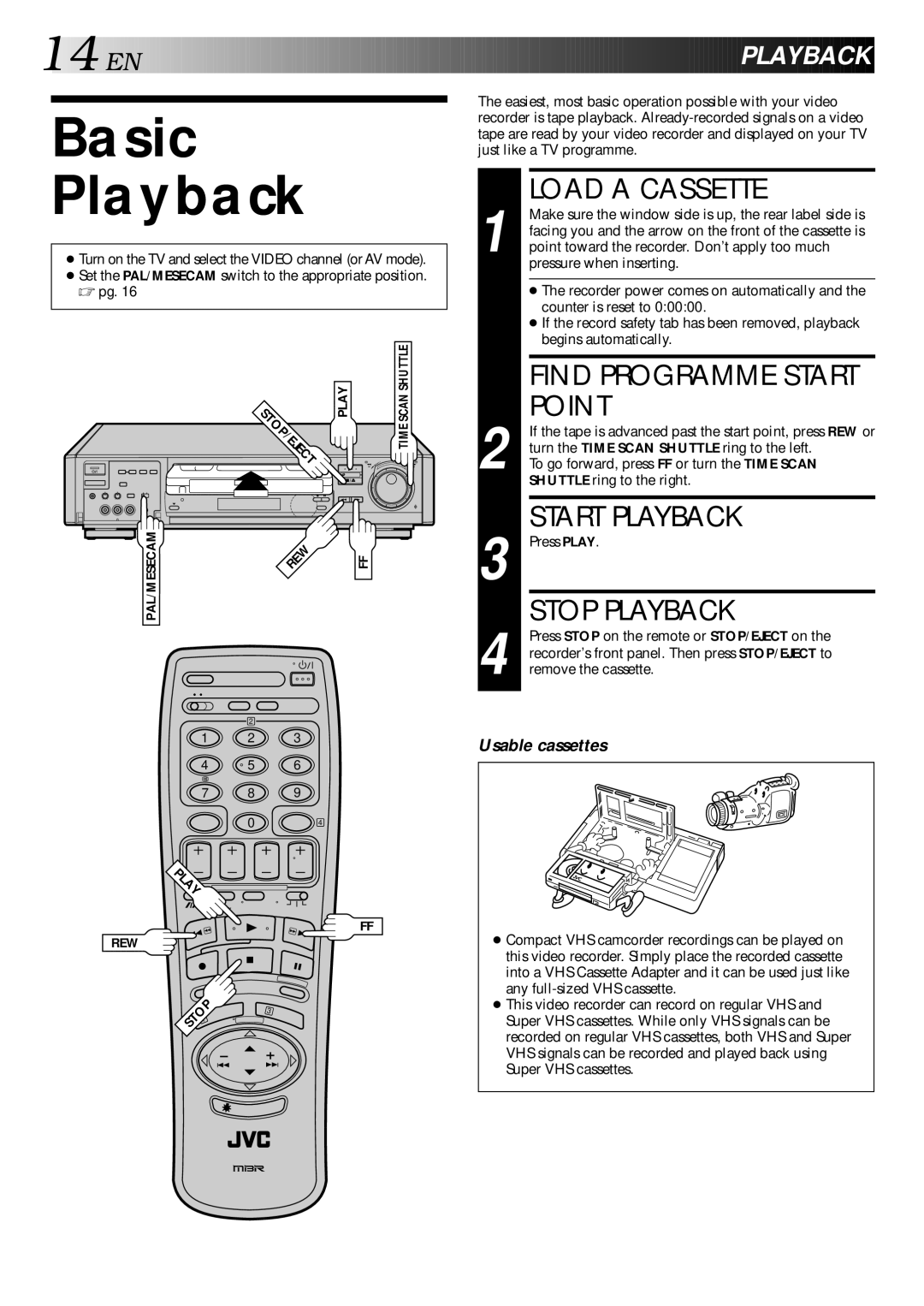 JVC HR-S9400EH specifications Basic, Playback 