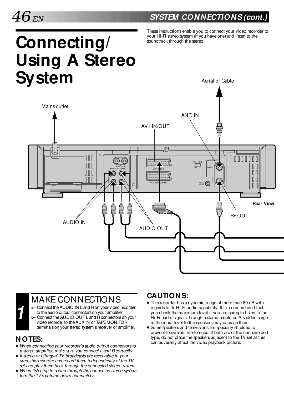 JVC HR-S9400EH specifications Connecting Using a Stereo System, EN System Connections 