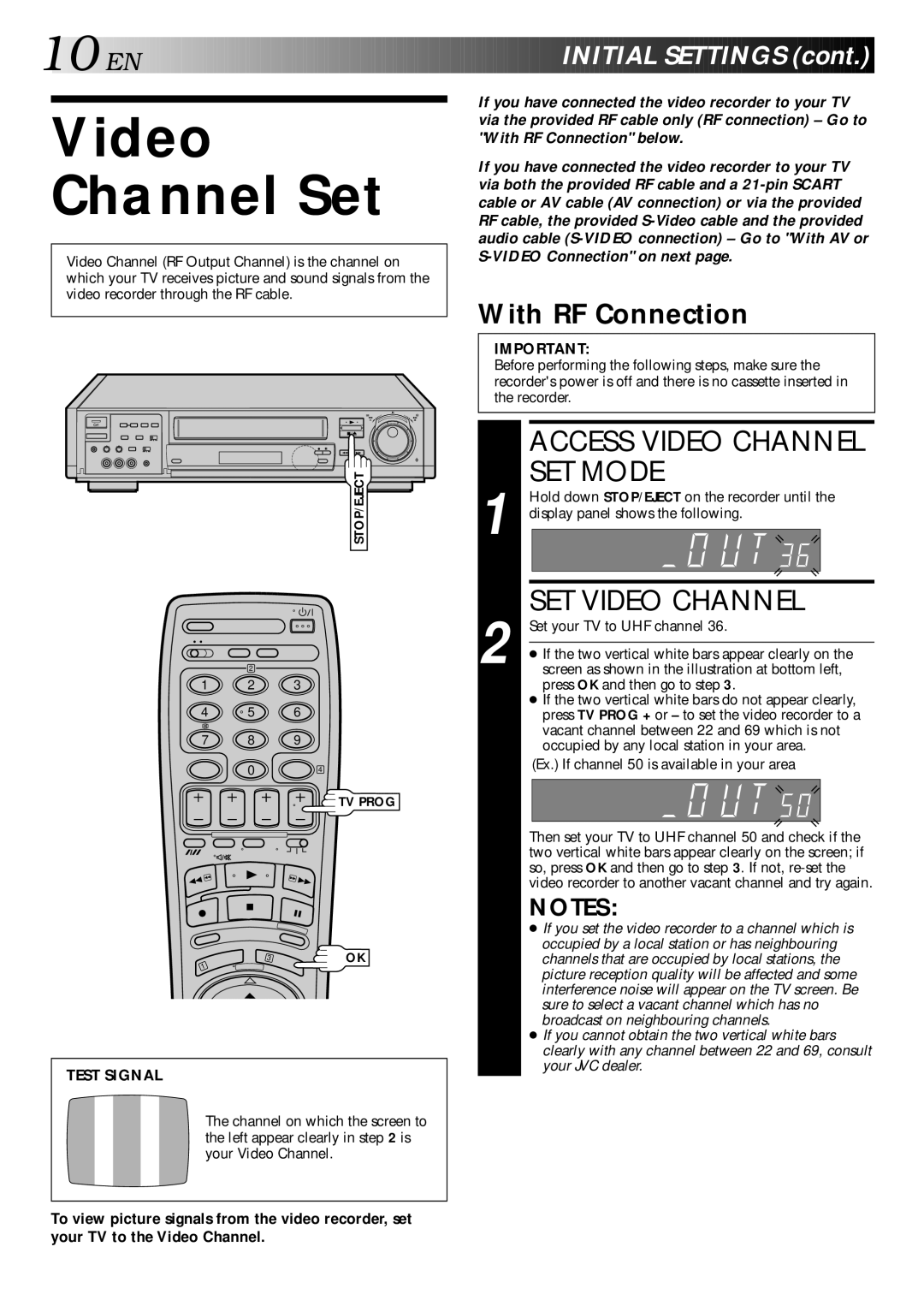 JVC HR-S9400EE specifications Video Channel Set, Access Video Channel SET Mode, SET Video Channel, EN Initial Settings 