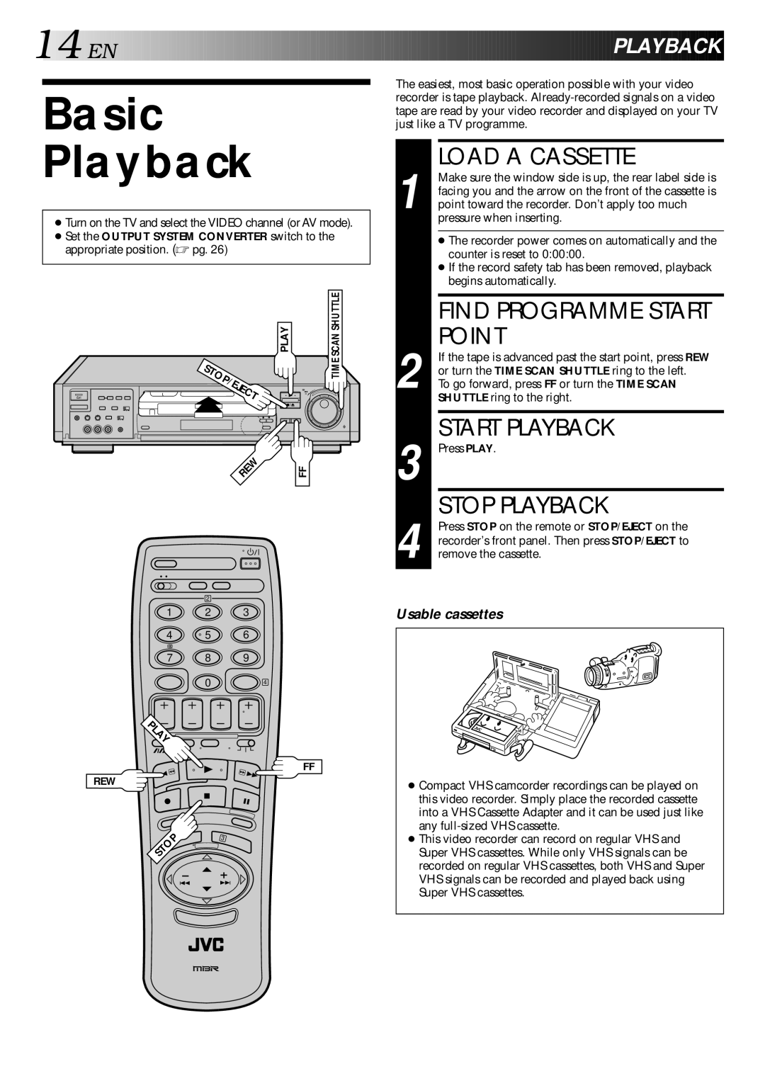 JVC HR-S9400EE specifications Basic, Playback 