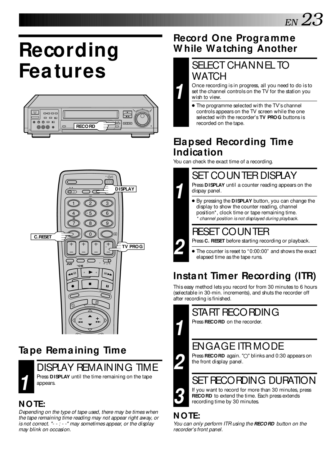 JVC HR-S9400EE specifications Recording Features 