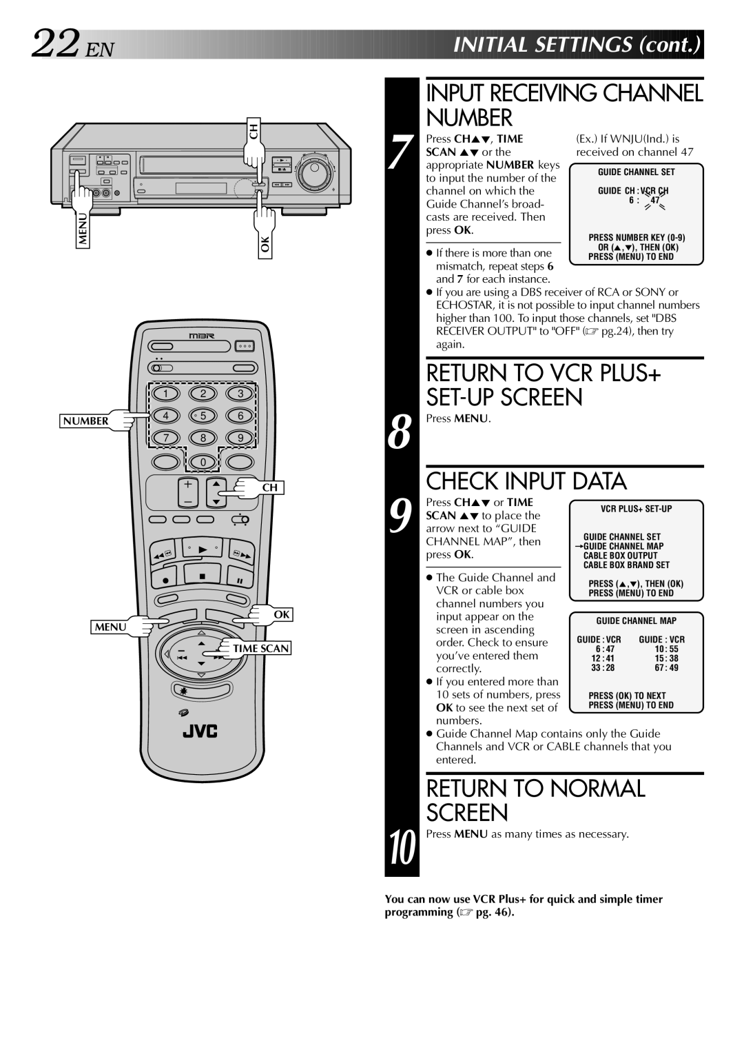 JVC HR-S9400U manual Input Receiving Channel Number, Check Input Data 