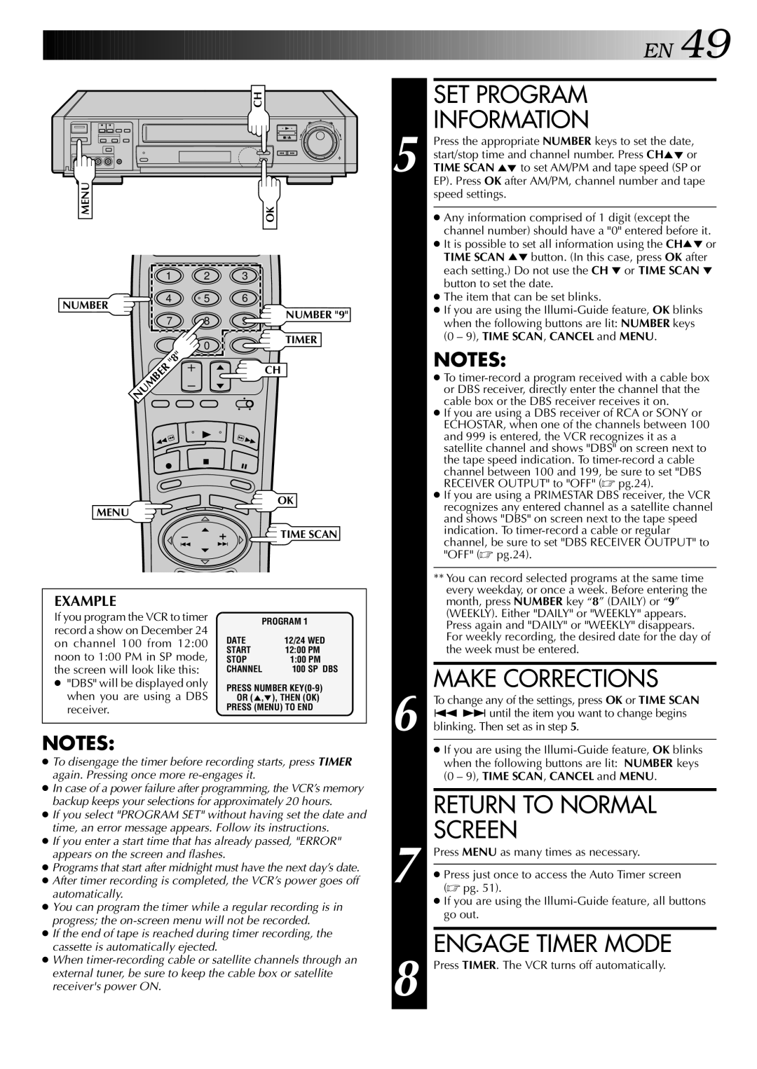 JVC HR-S9400U manual SET Program Information 