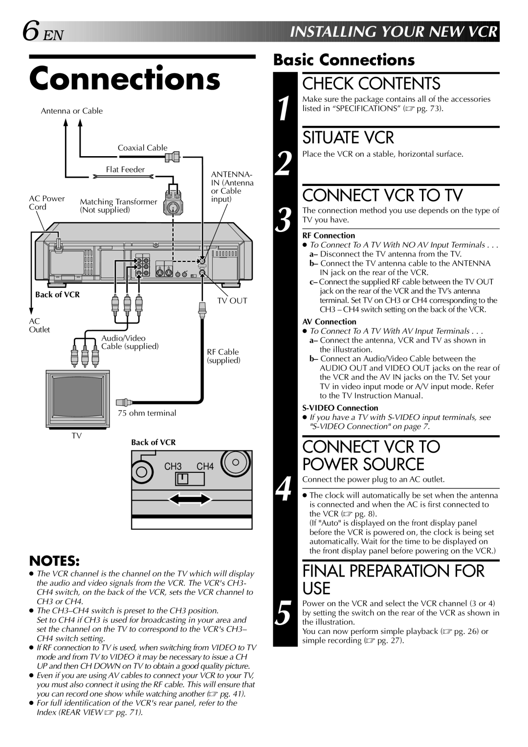 JVC HR-S9400U manual Connections 