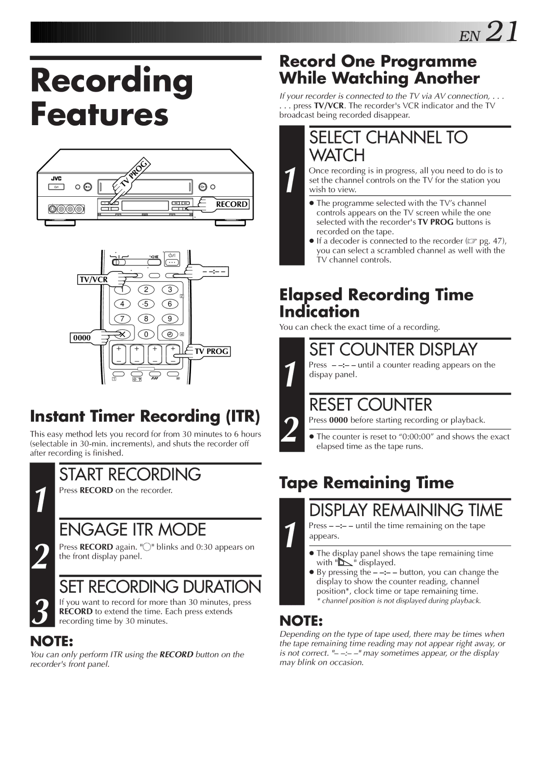 JVC HR-S9500EH specifications Recording Features 