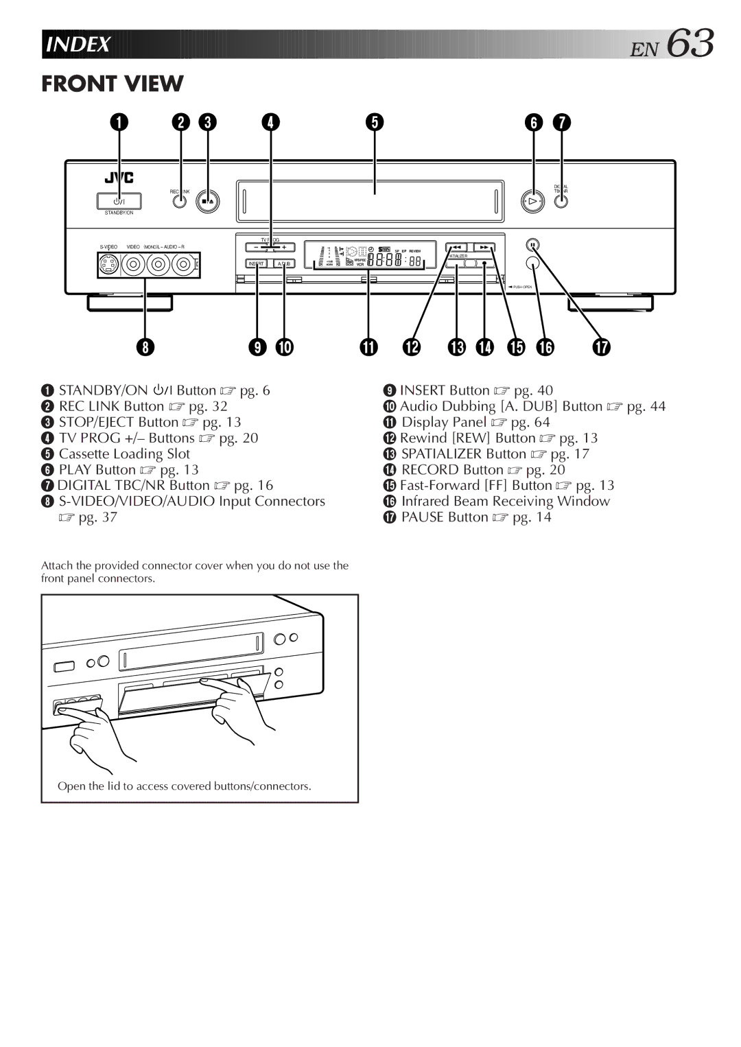 JVC HR-S9500EH specifications Index 