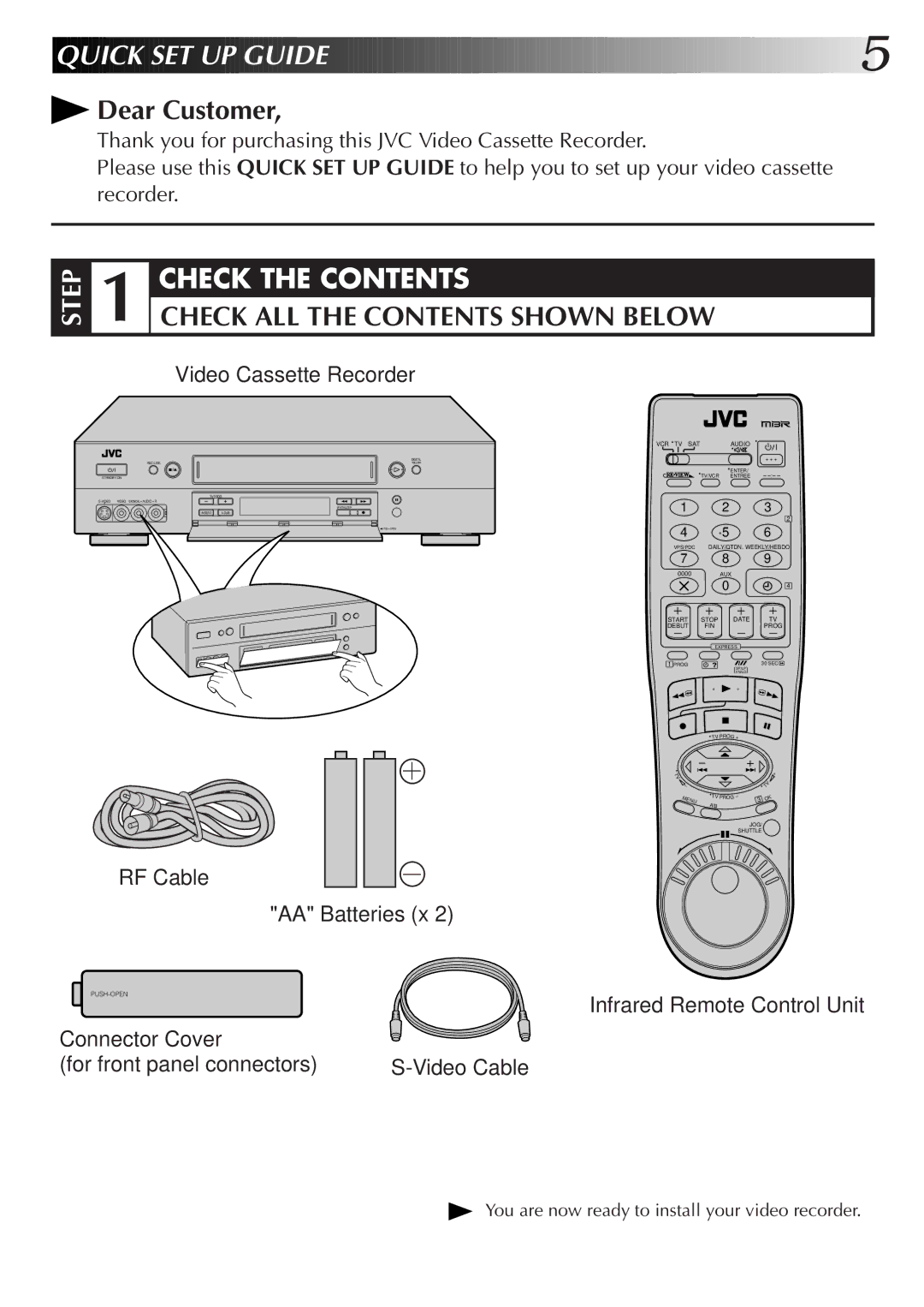 JVC HR-S9500EK setup guide Quick SET UP Guide 