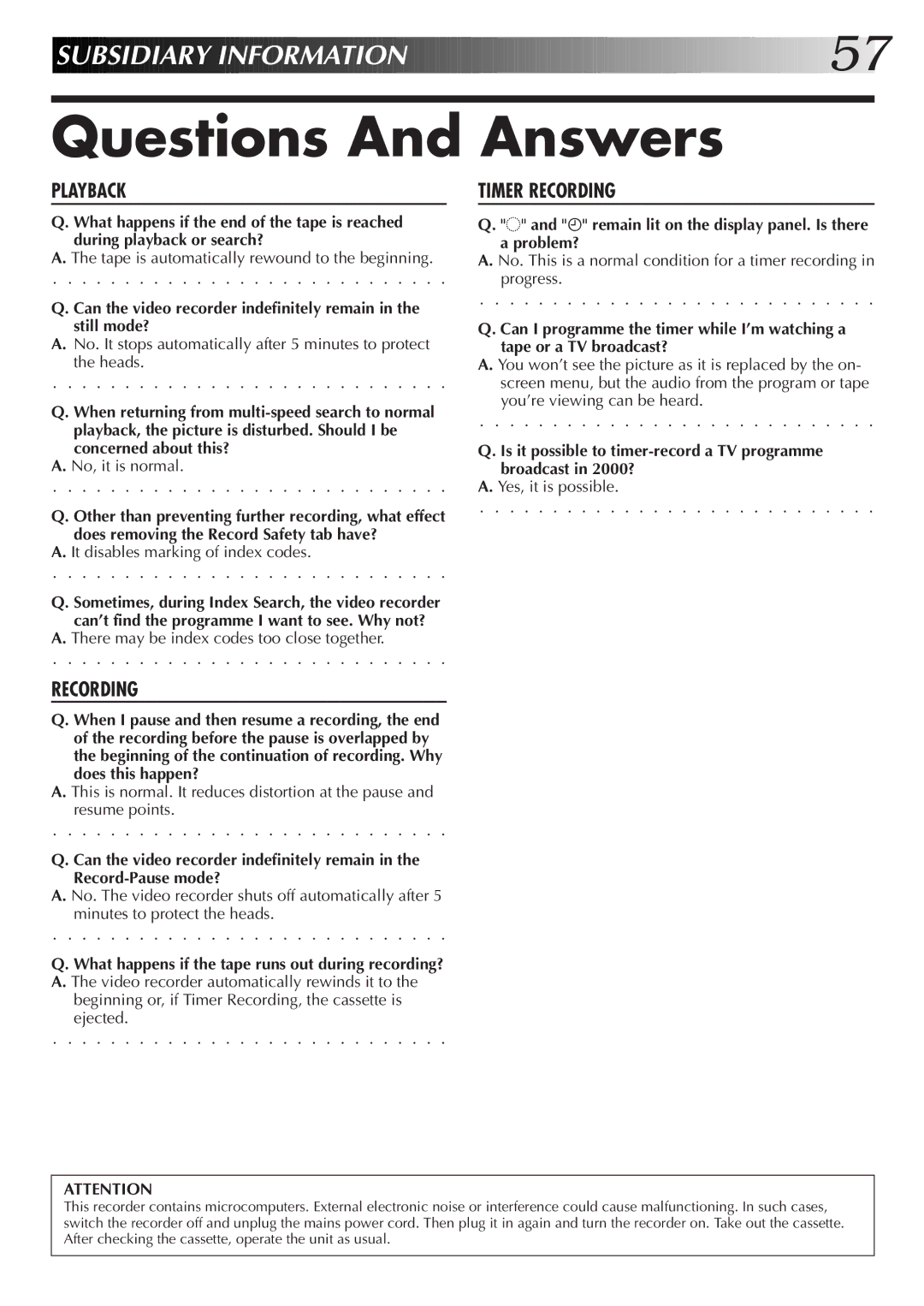 JVC HR-S9500EK setup guide Questions And Answers, Ä remain lit on the display panel. Is there Problem? 