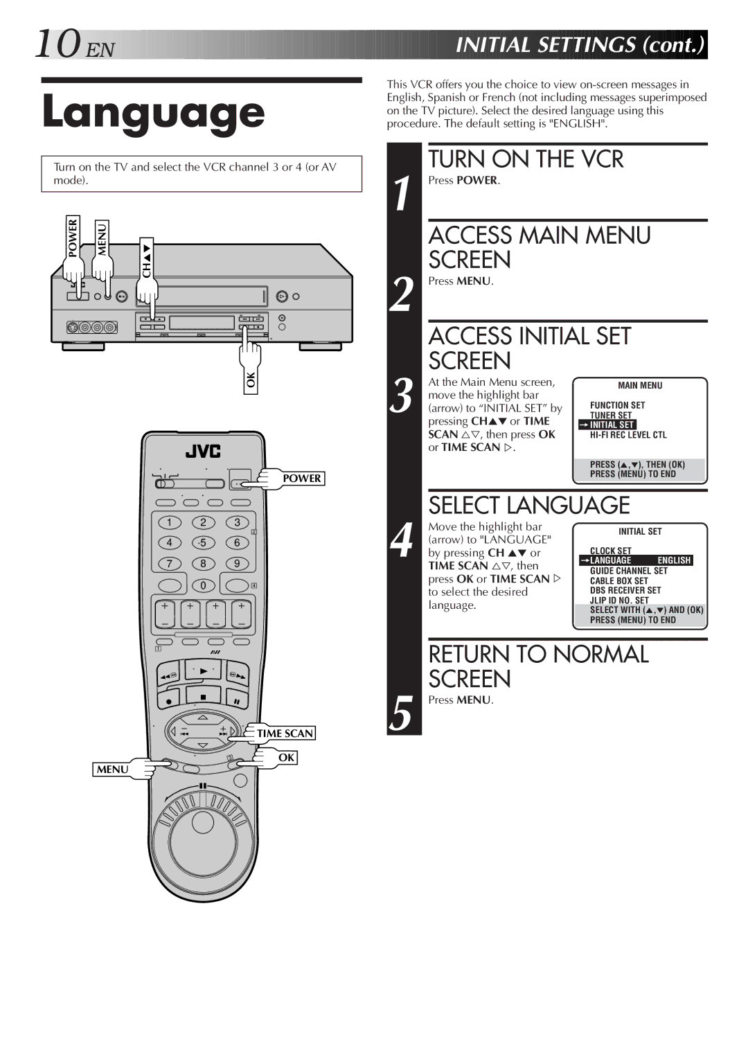 JVC HR-S9500U manual Language 