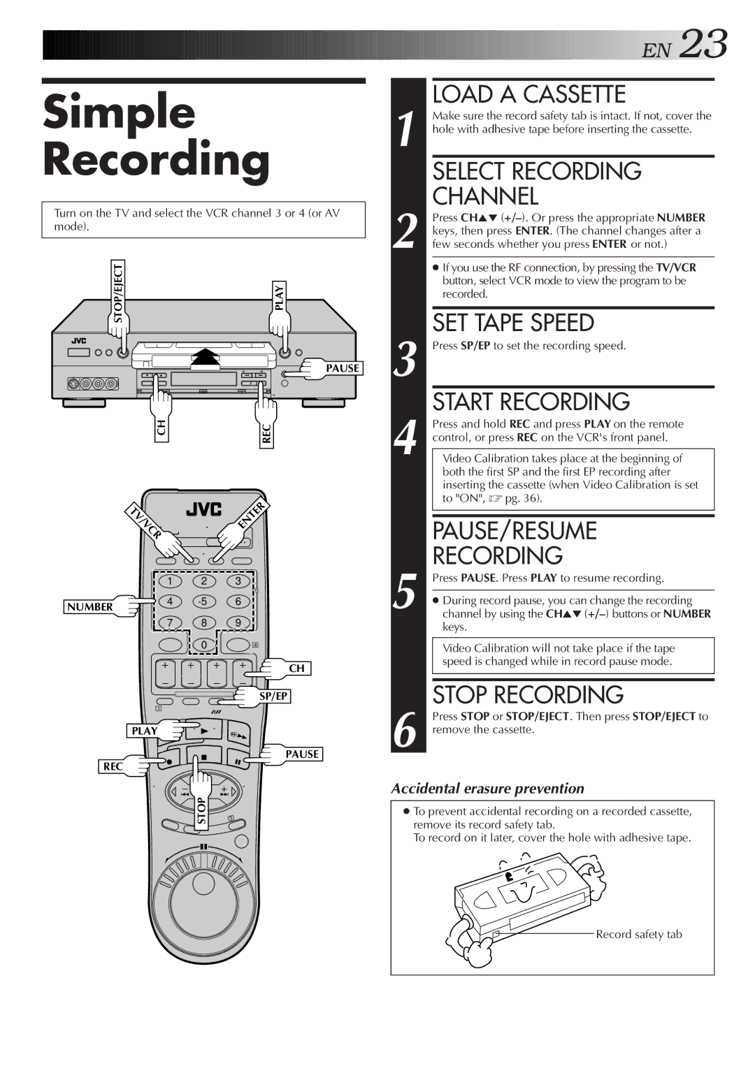 JVC HR-S9500U manual Simple Recording 