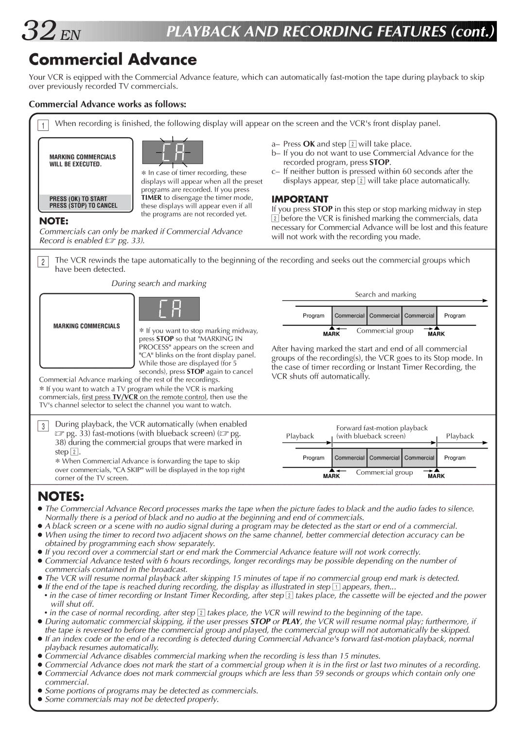 JVC HR-S9500U manual Commercial Advance works as follows 