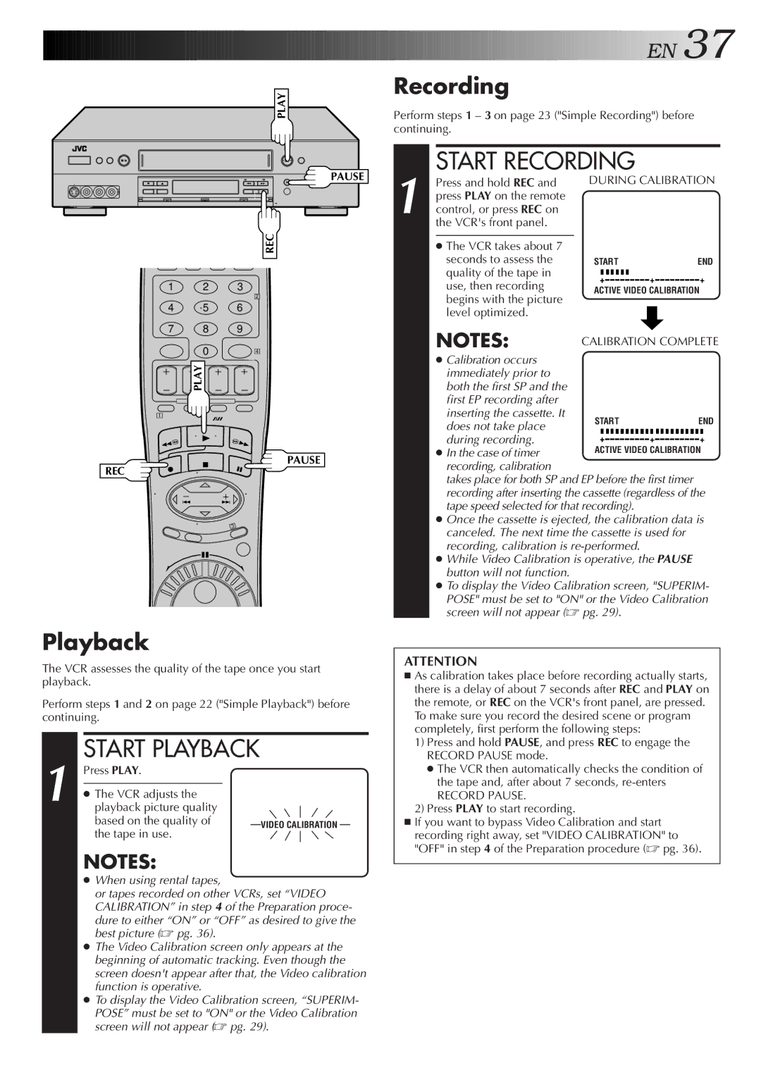 JVC HR-S9500U manual Recording, Start Playback 