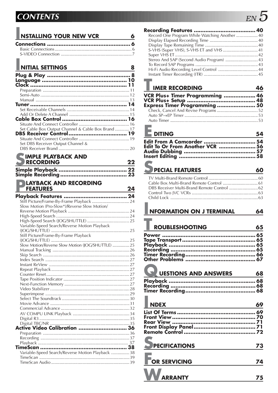 JVC HR-S9500U manual Contents 