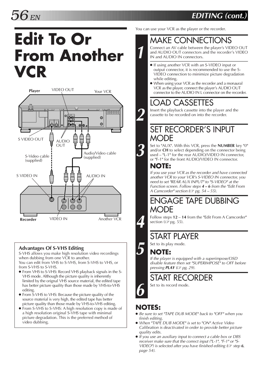 JVC HR-S9500U manual Edit To Or From Another 