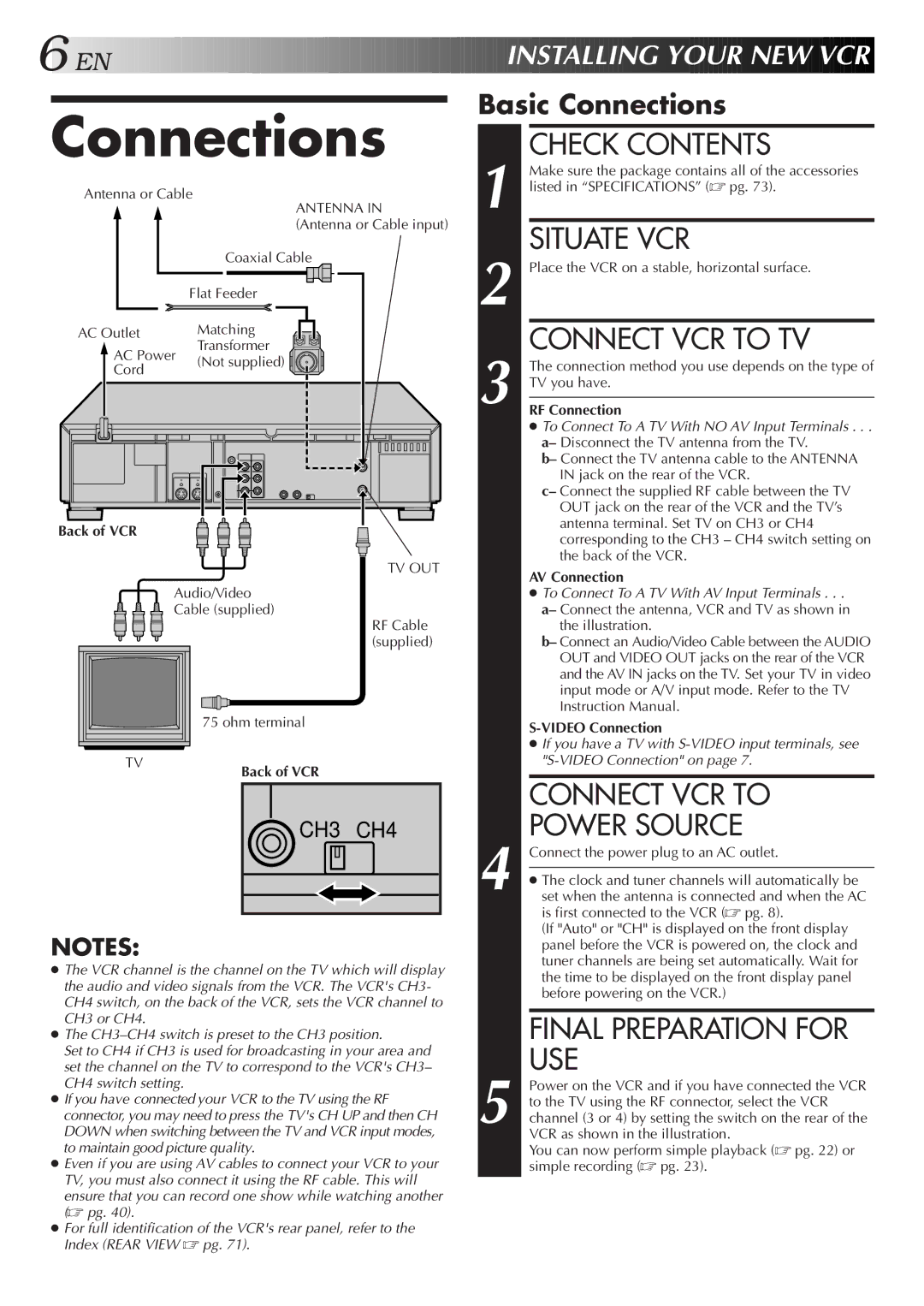 JVC HR-S9500U manual Connections 