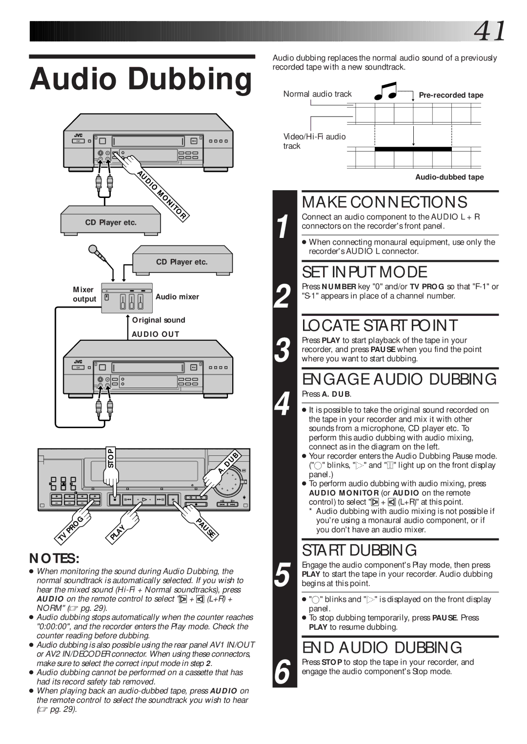 JVC HR-S9600EK setup guide Audio Dubbing 