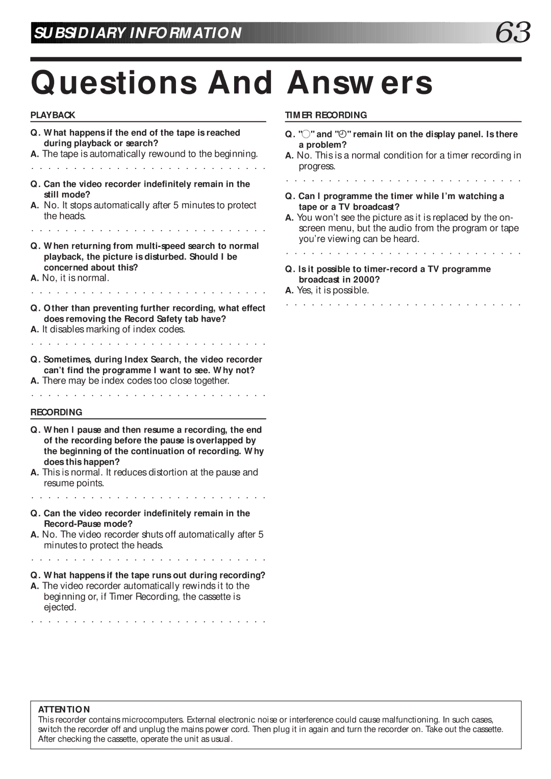 JVC HR-S9600EK setup guide Questions And Answers, Ä remain lit on the display panel. Is there Problem? 