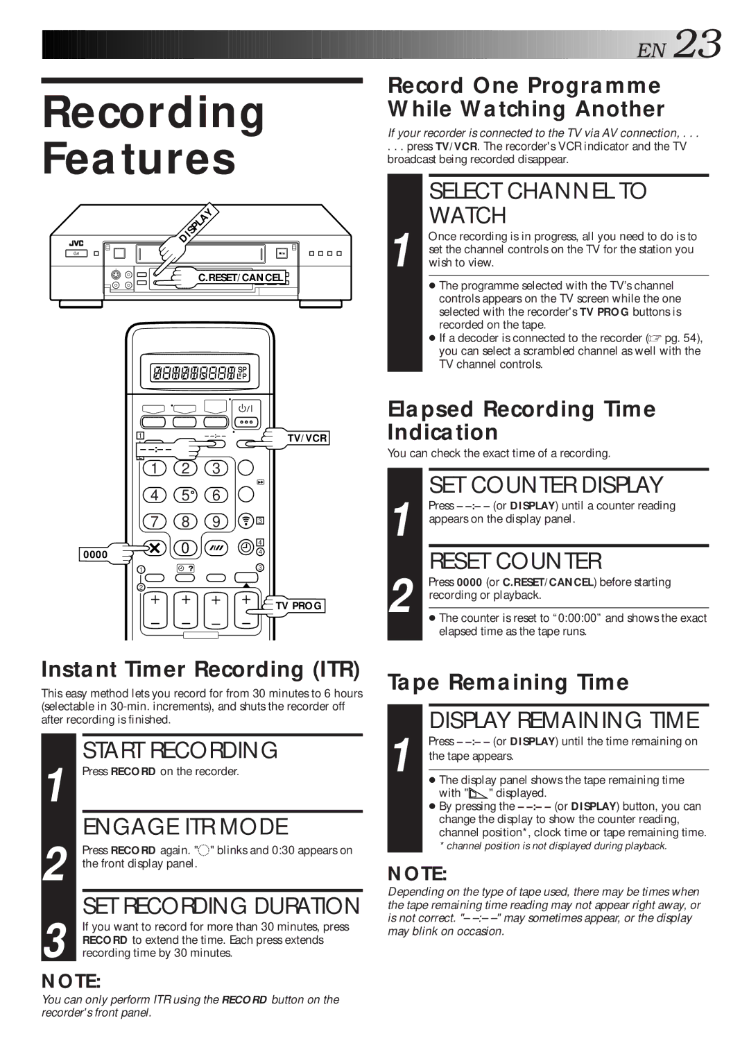 JVC HR-S9600EU specifications Recording Features 