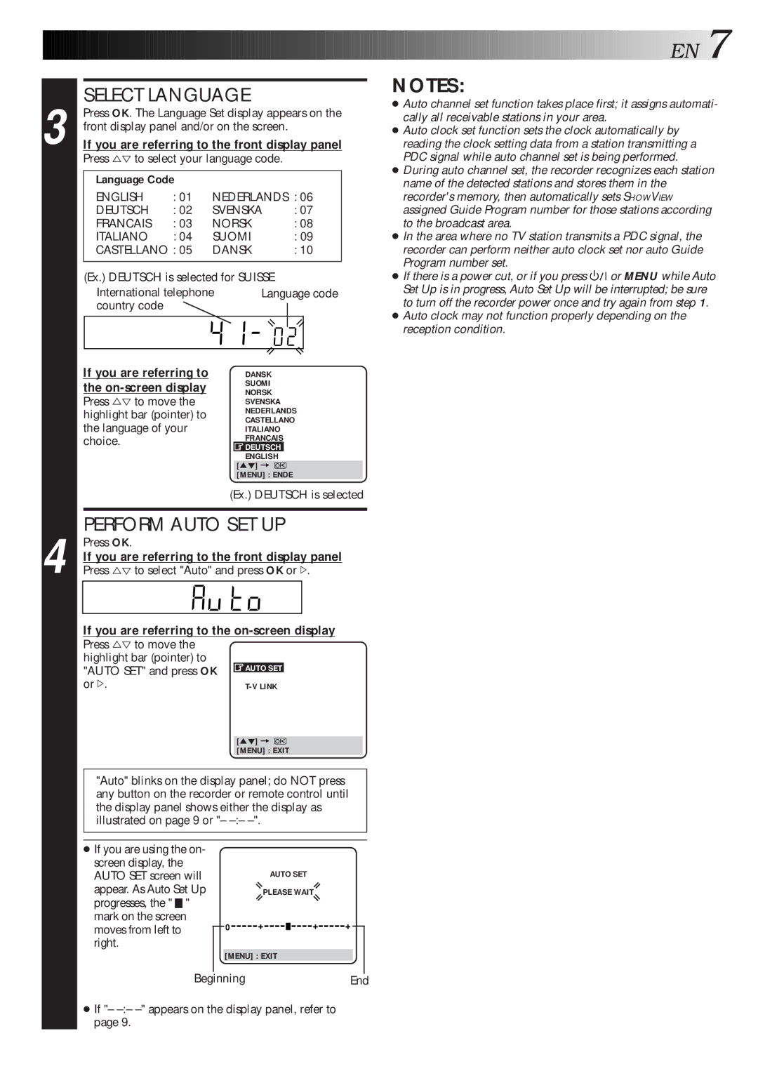 JVC HR-S9600EU specifications Language Code 