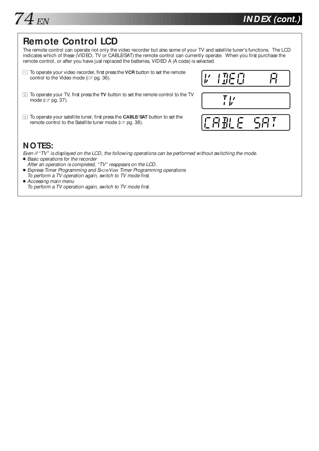 JVC HR-S9600EU specifications Remote Control LCD 