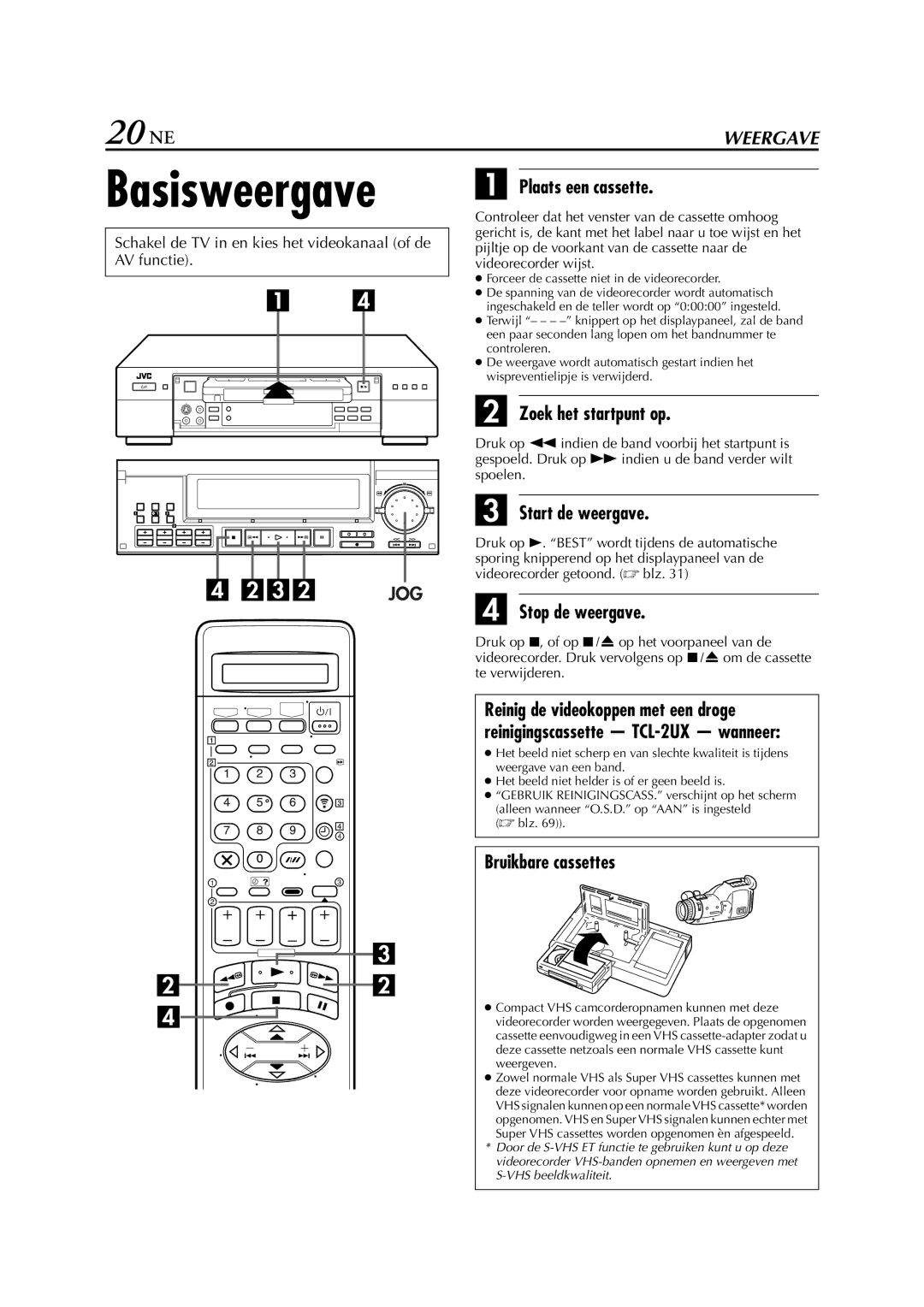 JVC HR-S9700EU manual Basisweergave, 20 NE 