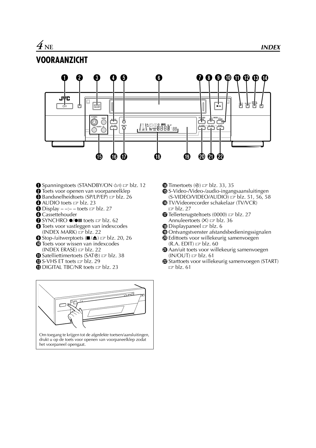 JVC HR-S9700EU manual Vooraanzicht 