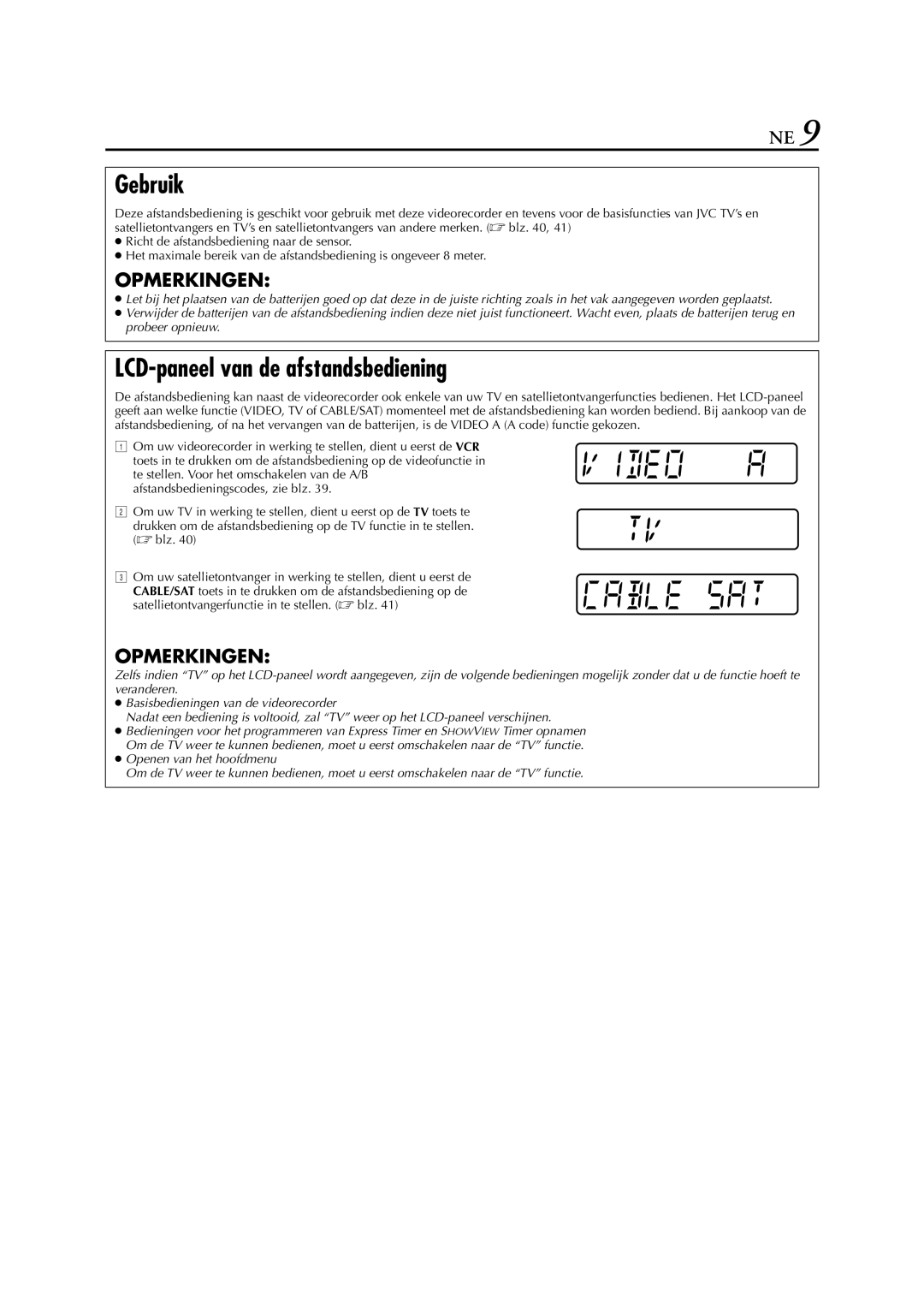 JVC HR-S9700EU manual Gebruik, LCD-paneel van de afstandsbediening 