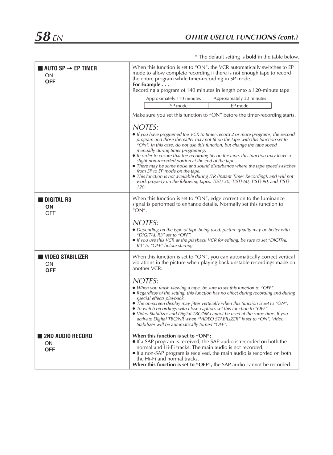 JVC HR-S9800U manual 58 EN, For Example 