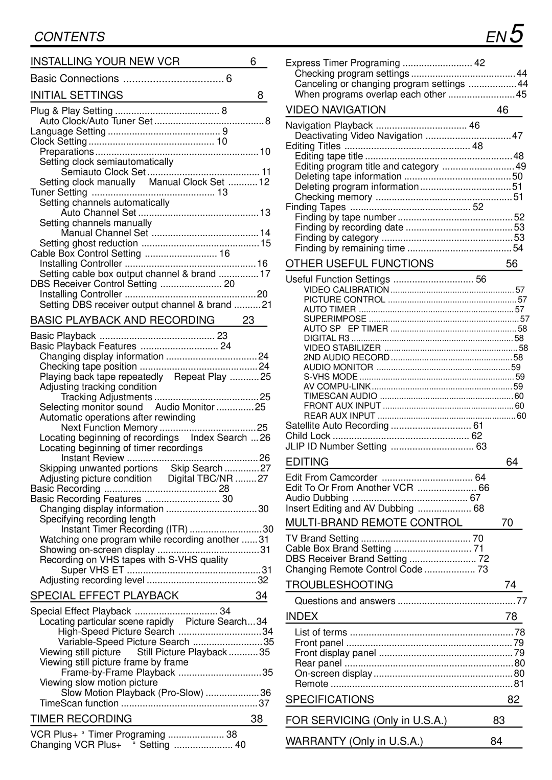 JVC HR-S9900U manual Contents 