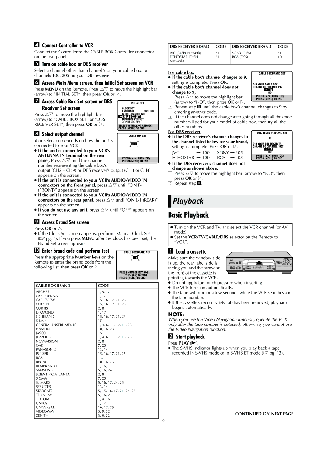 JVC HR-S9911U specifications Basic Playback 