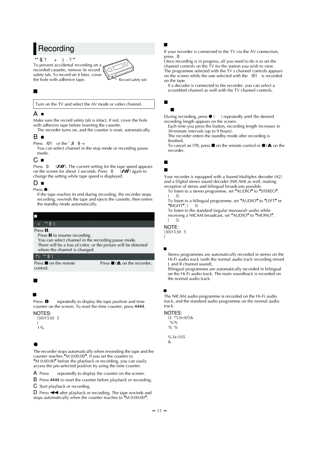 JVC HR-V505E, HR-V506E, HR-V205E, LPT0811-001A, 0203-AH-CR-LG Basic Recording, Recording Features, Memory Stop Facility 