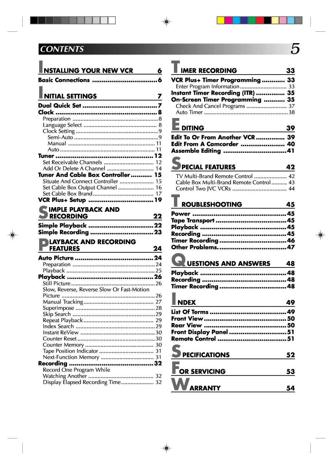 JVC HR-VP434U manual Contents 