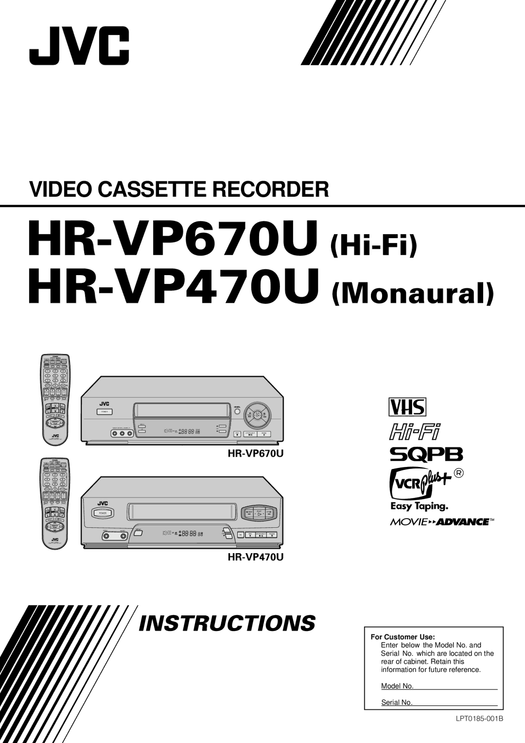 JVC manual HR-VP670U HR-VP470U 