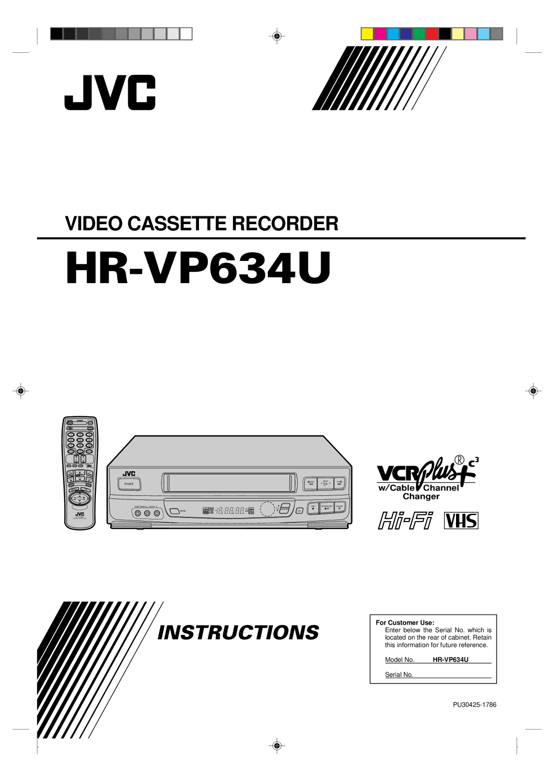 JVC HR-VP634U manual 