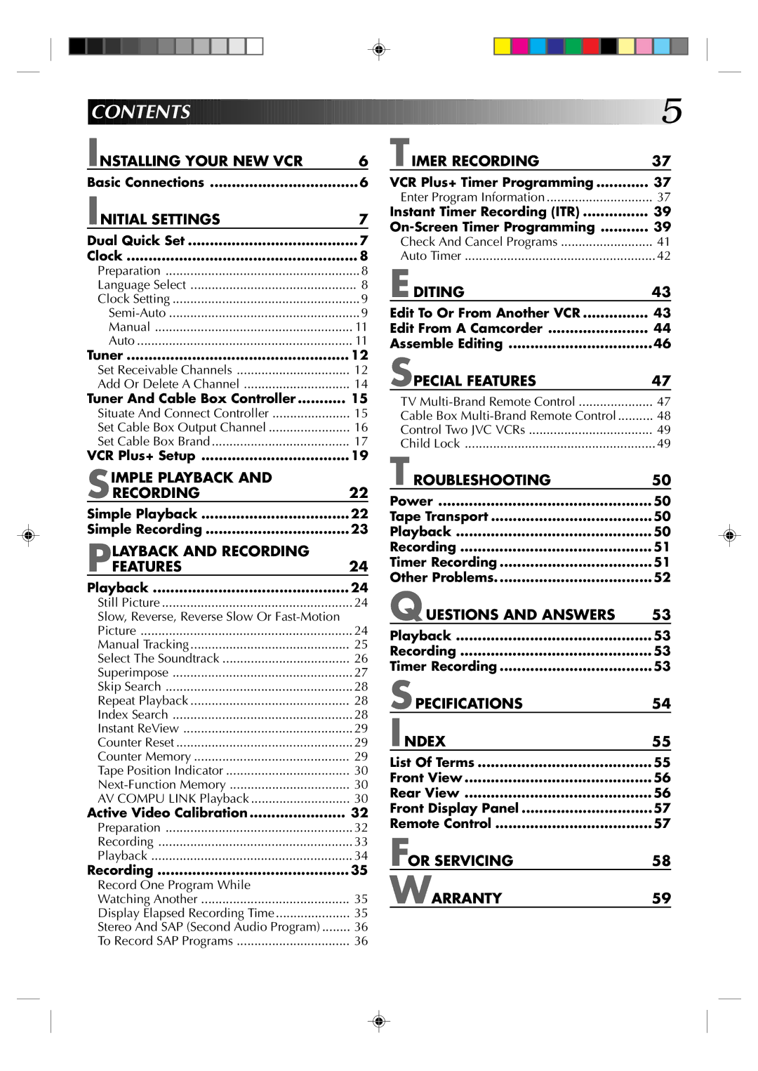 JVC HR-VP636U manual Contents 