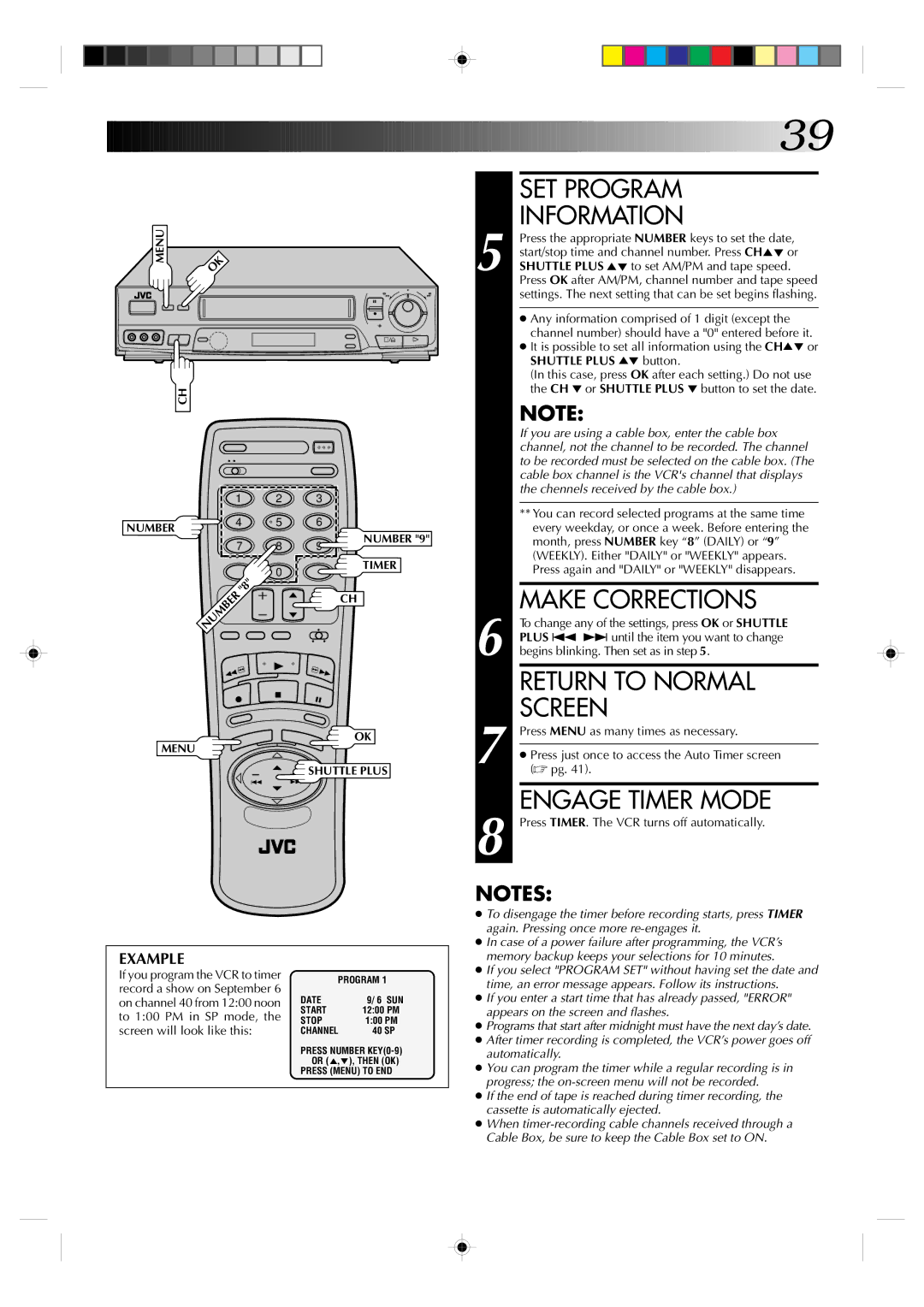 JVC HR-VP638U manual SET Program Information, Shuttle Plus 5 button 