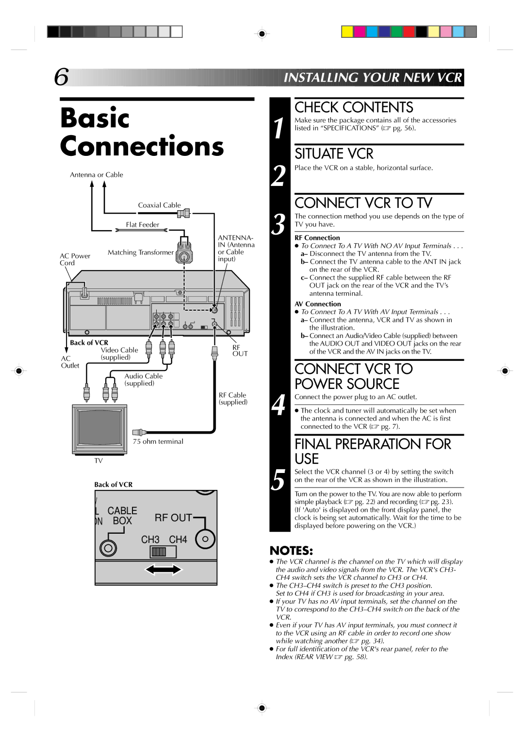 JVC HR-VP638U manual Basic Connections 