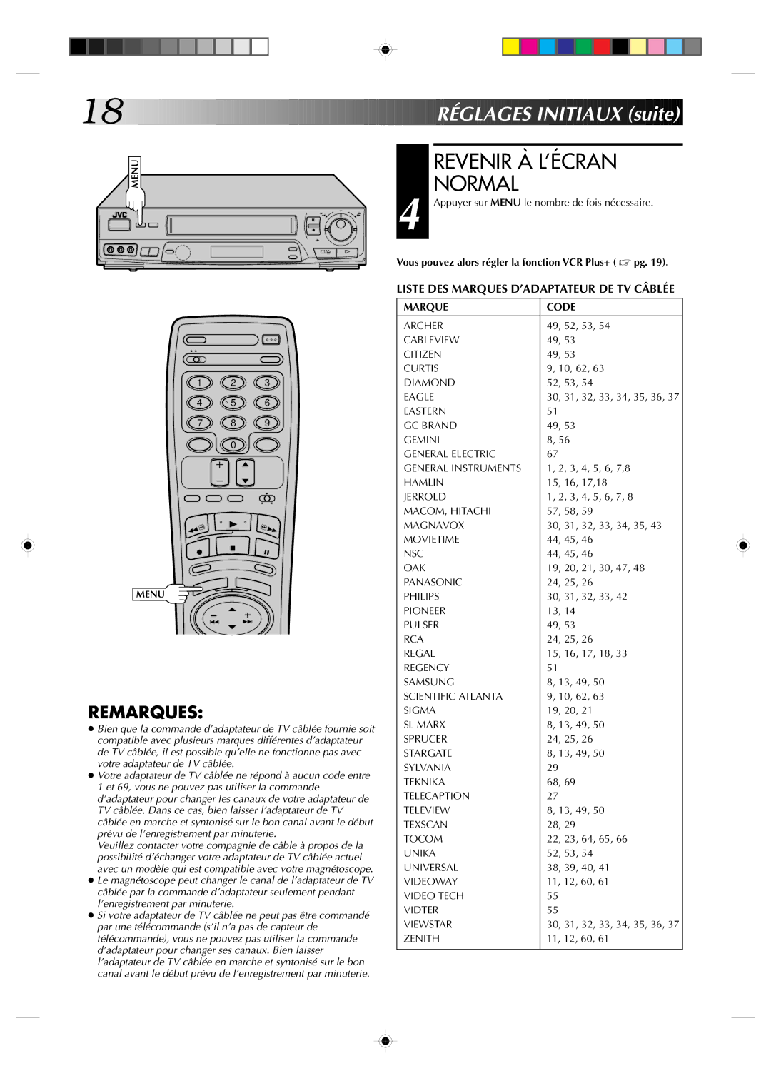 JVC HR-VP639U manual Vous pouvez alors régler la fonction VCR Plus+ pg 