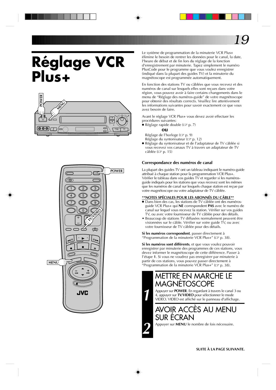 JVC HR-VP639U manual Réglage VCR Plus+, Si les numéros correspondent, passer directement à 