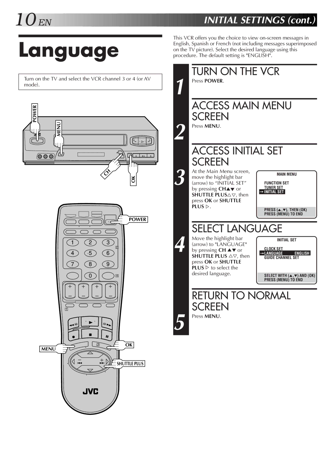 JVC HR-VP650U, HR-VP450U instruction manual Language 