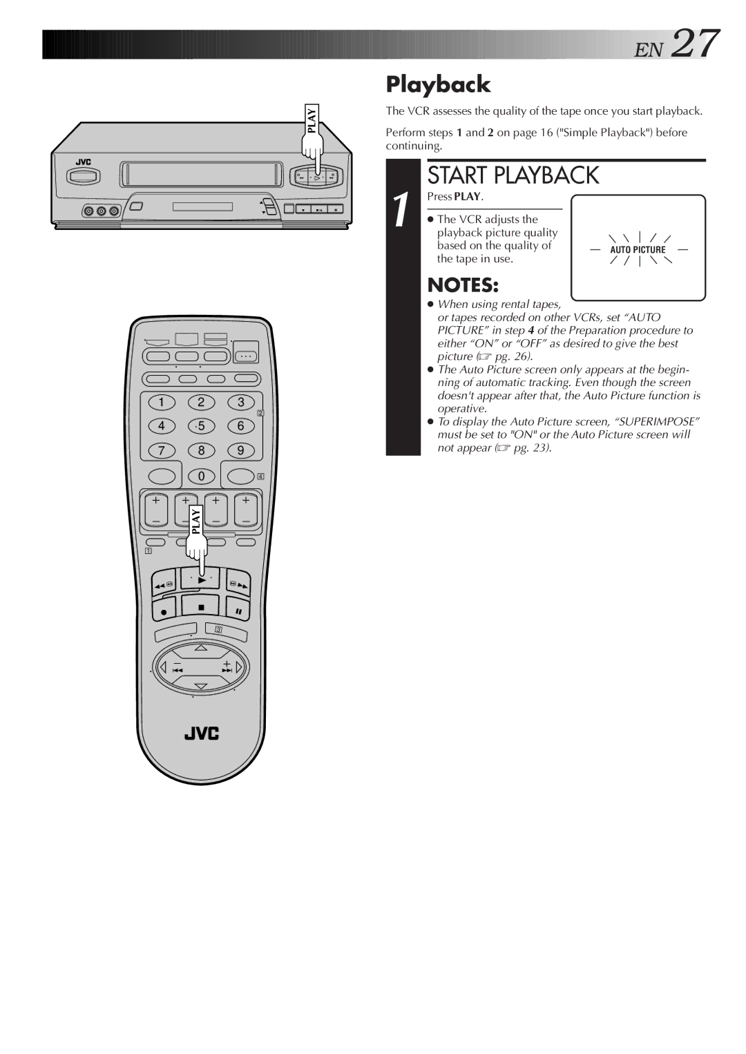 JVC HR-VP450U, HR-VP650U instruction manual Playback, Tape in use 