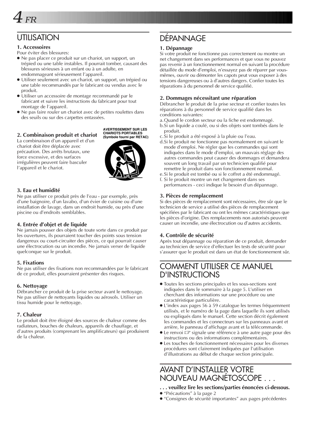 JVC HR-VP654U manual Utilisation, Dépannage, Comment Utiliser CE Manuel Dinstructions 