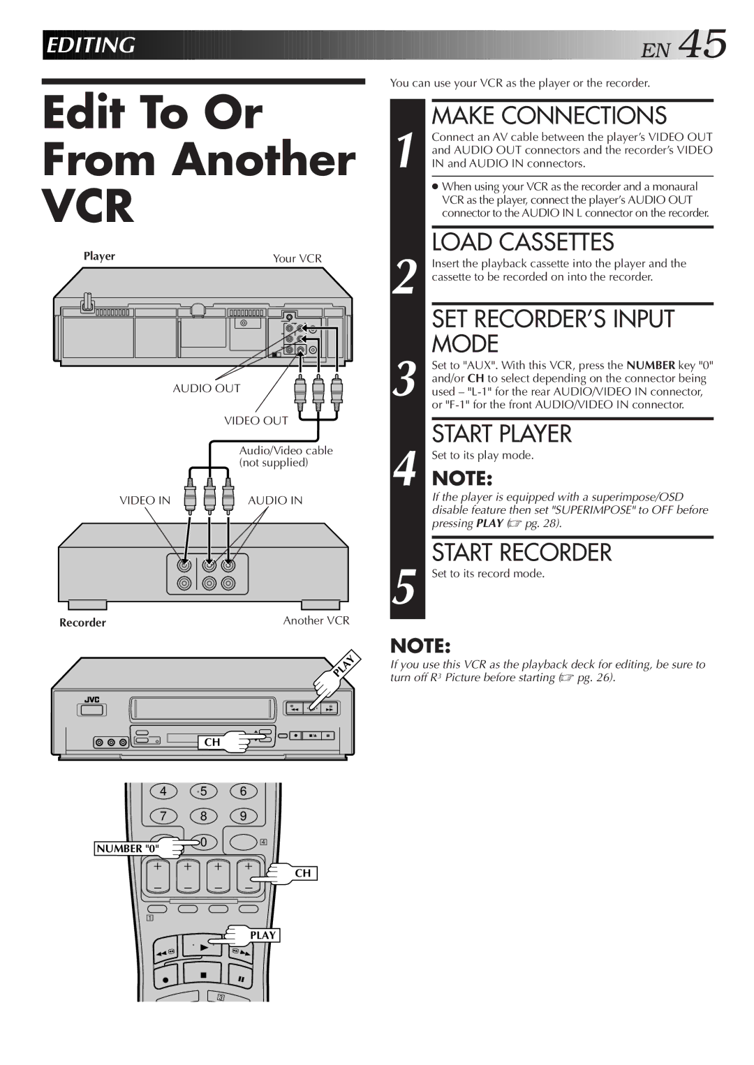 JVC HR-VP658U manual Edit To Or From Another 