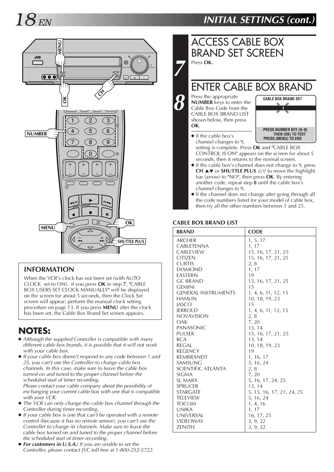 JVC HR-VP674U manual Access Cable BOX Brand SET Screen, Enter Cable BOX Brand 