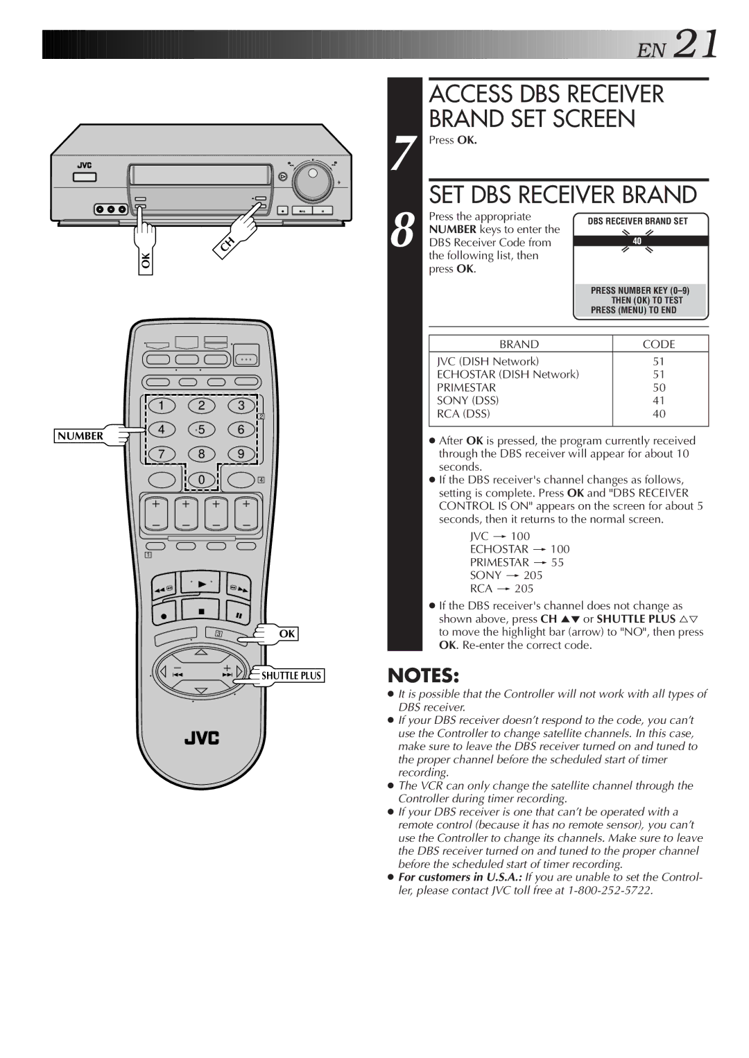 JVC HR-VP674U manual Access DBS Receiver 